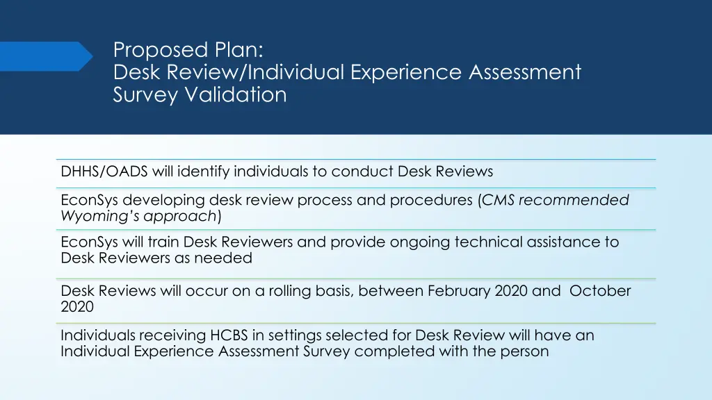 proposed plan desk review individual experience