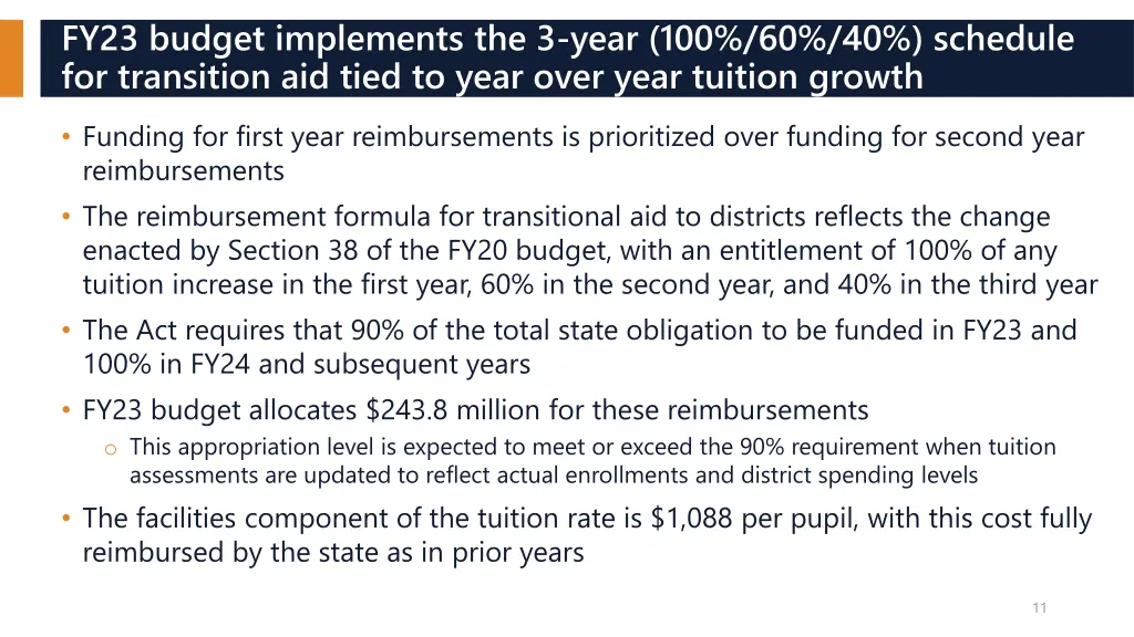 fy23 budget implements the 3 year