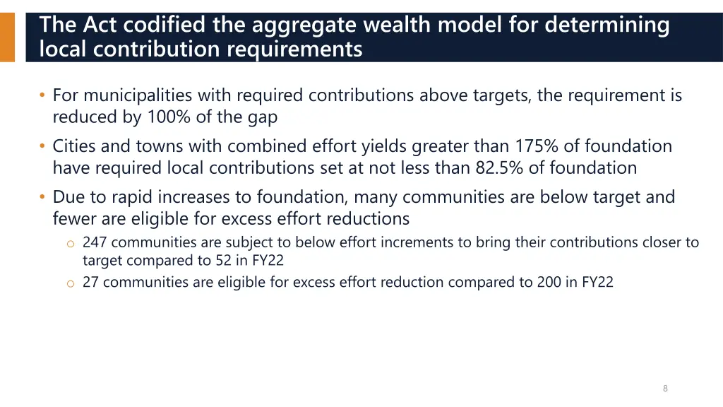the act codified the aggregate wealth model