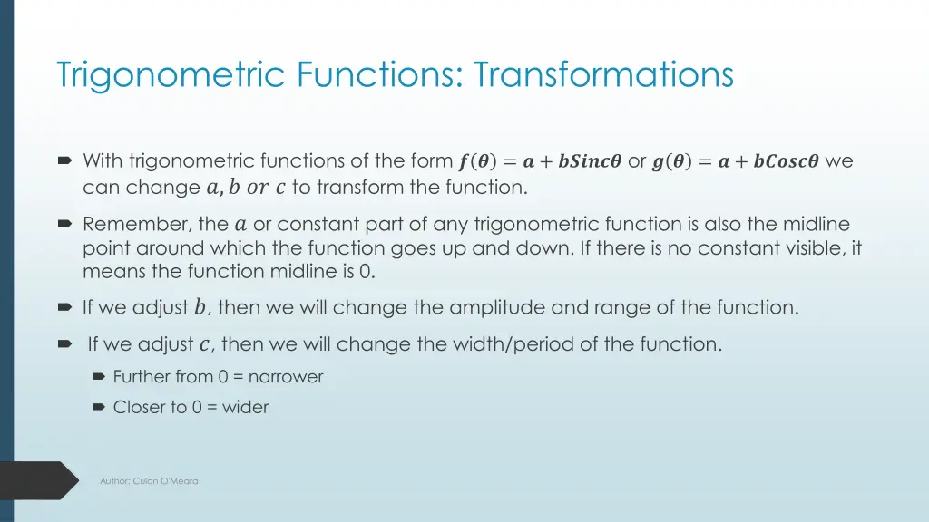 trigonometric functions transformations
