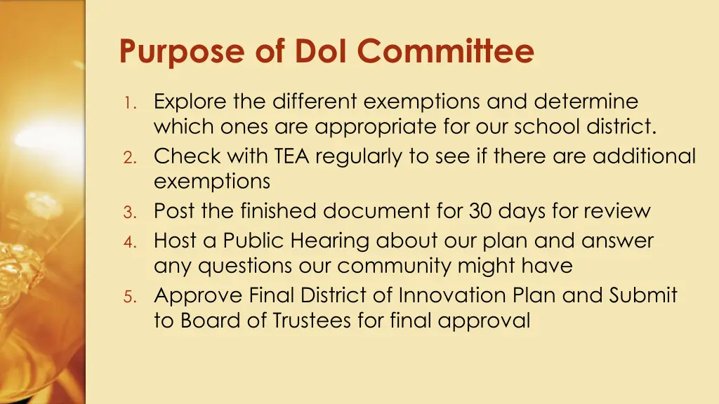 purpose of doi committee