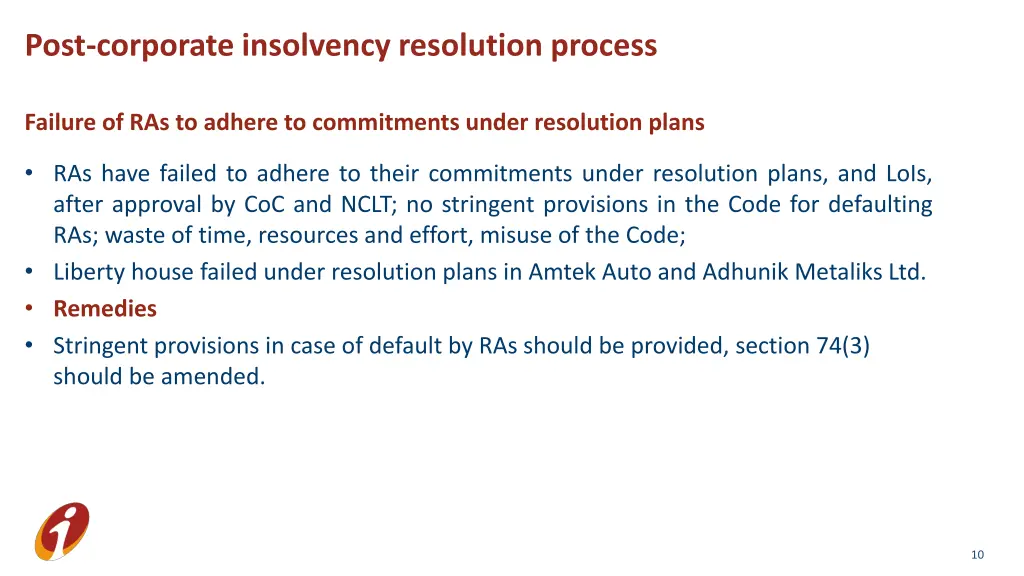 post corporate insolvency resolution process