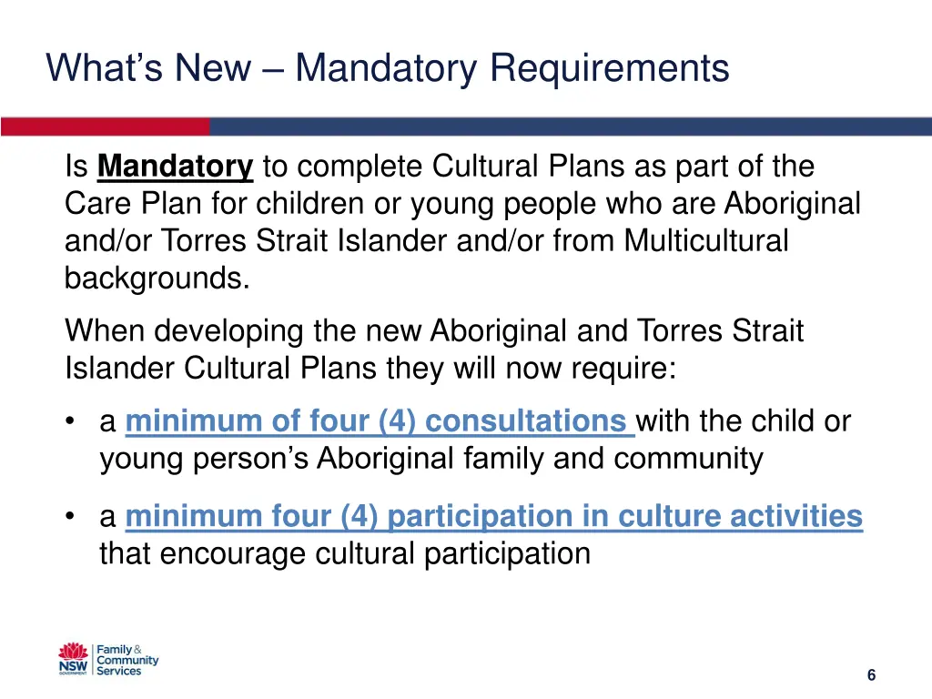 what s new mandatory requirements