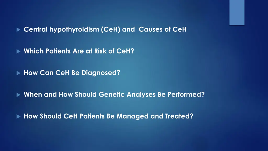 central hypothyroidism ceh and causes of ceh