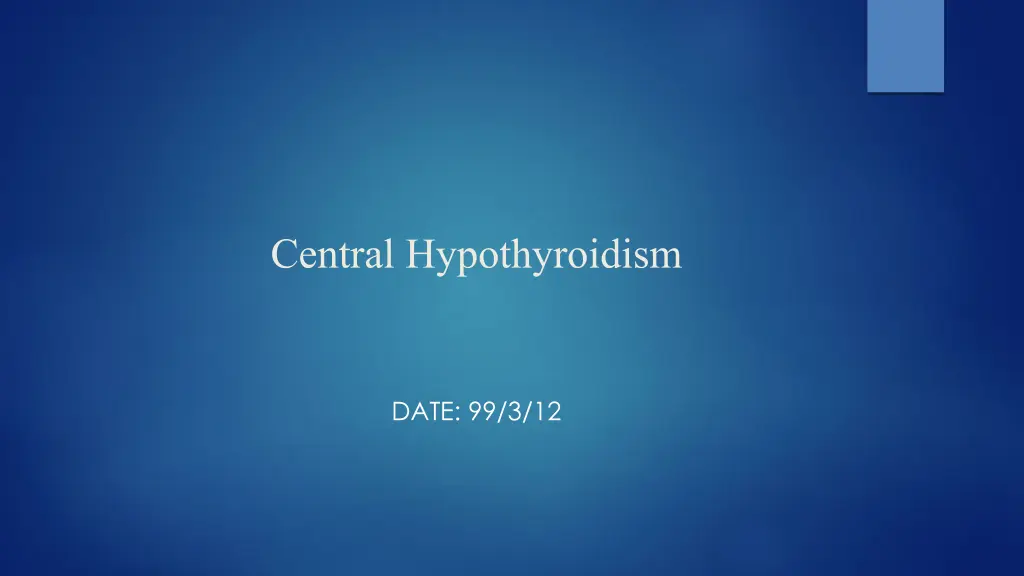 central hypothyroidism