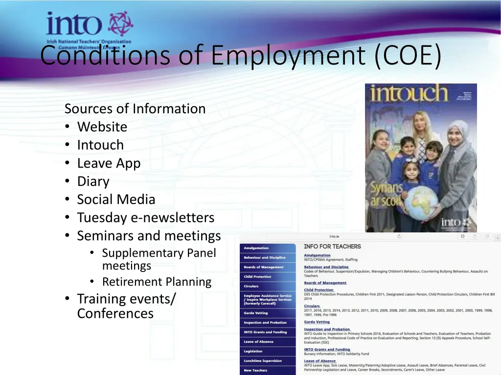 conditions of employment coe