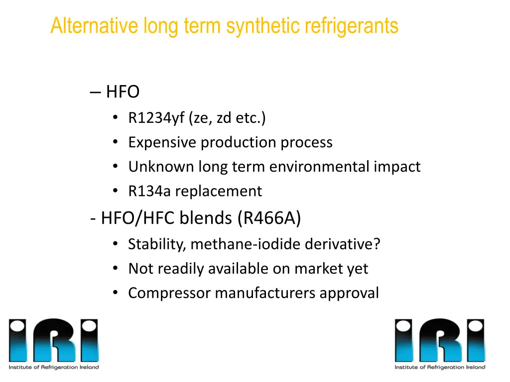 alternative long term synthetic refrigerants