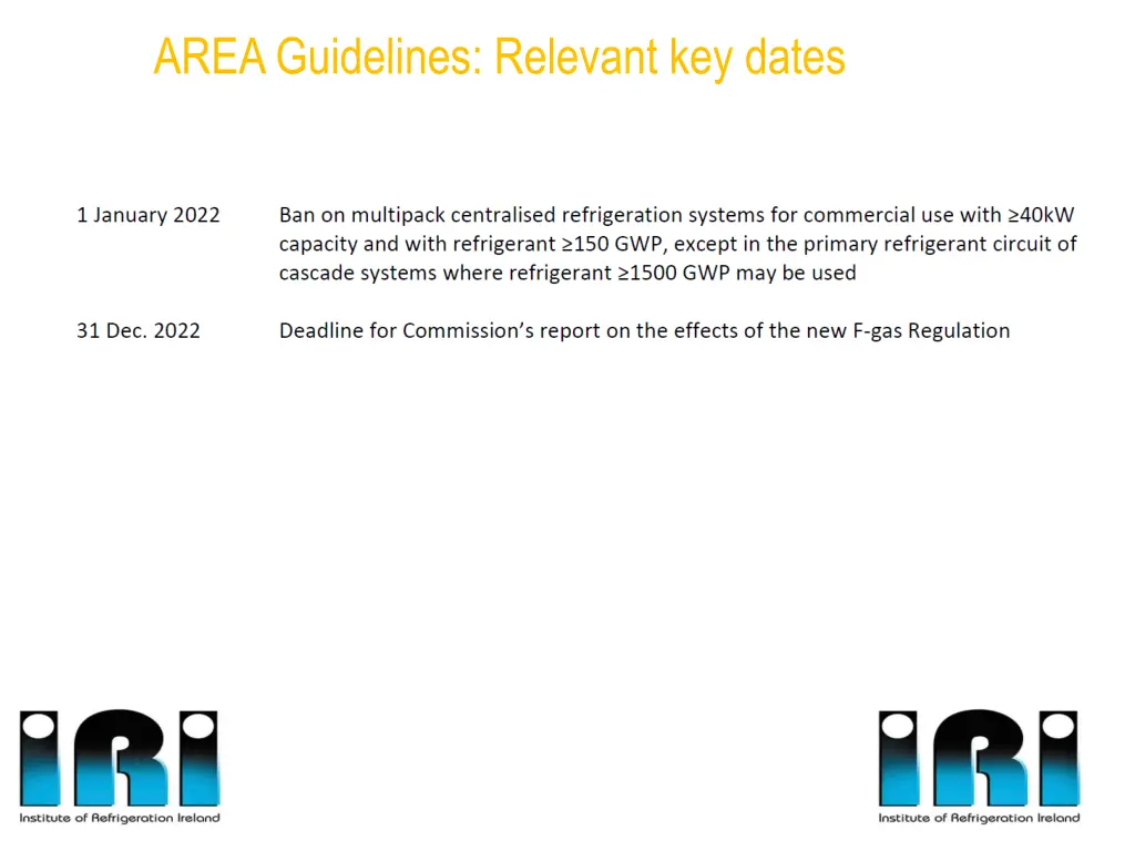 area guidelines relevant key dates 1