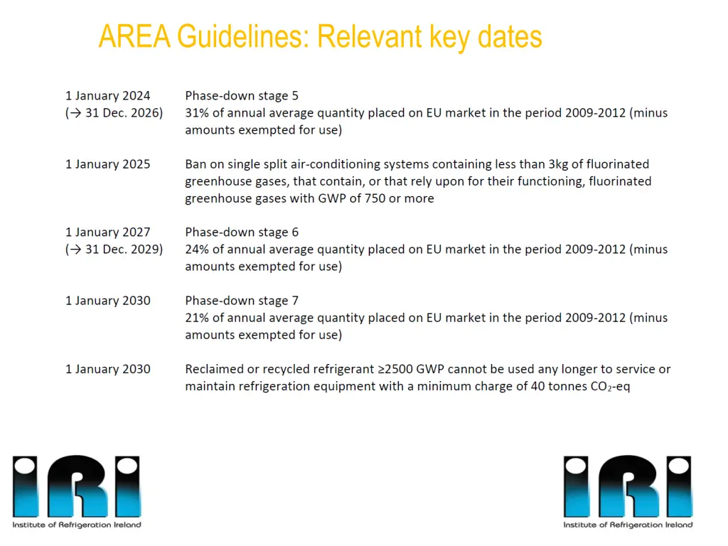 area guidelines relevant key dates 2