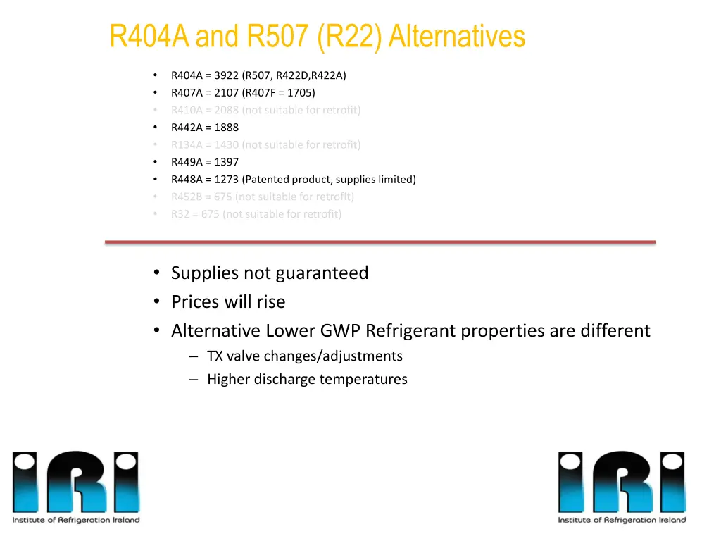 r404a and r507 r22 alternatives 1