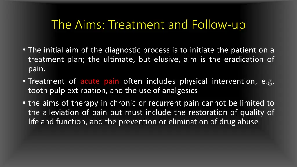 the aims treatment and follow up