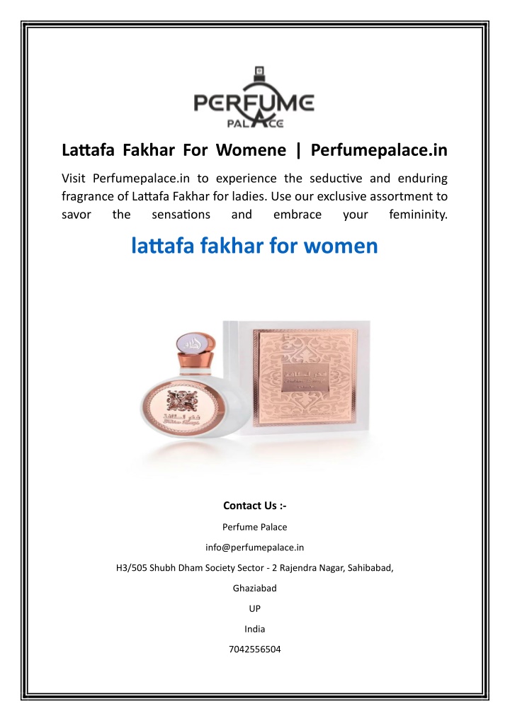 lattafa fakhar for womene perfumepalace in