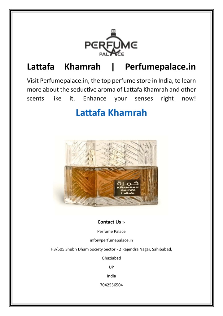 lattafa khamrah perfumepalace in