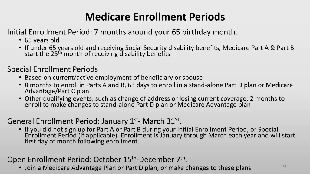 medicare enrollment periods