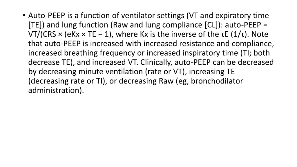 auto peep is a function of ventilator settings