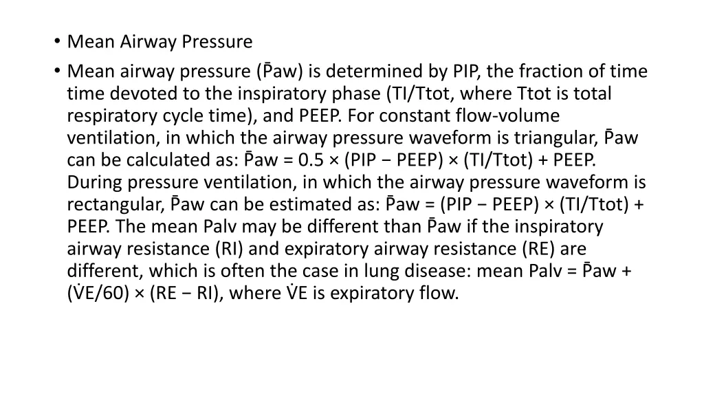 mean airway pressure mean airway pressure