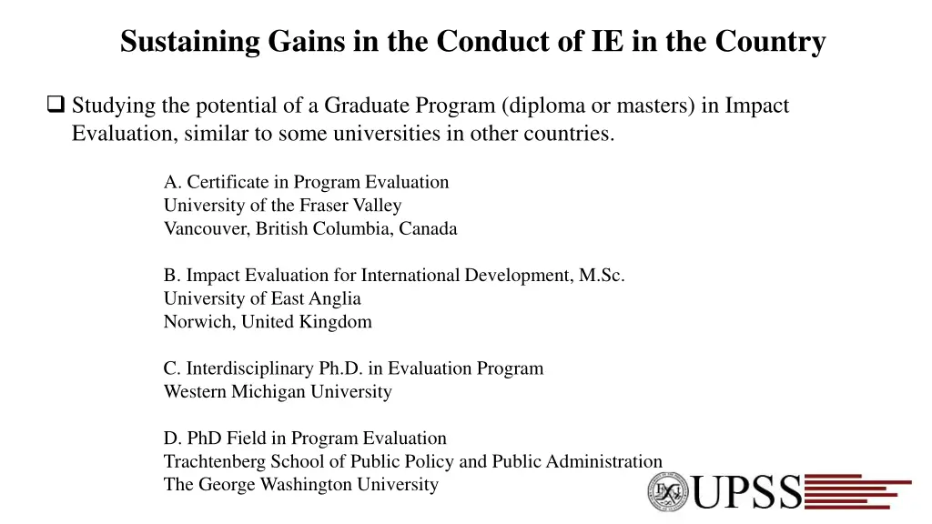 sustaining gains in the conduct