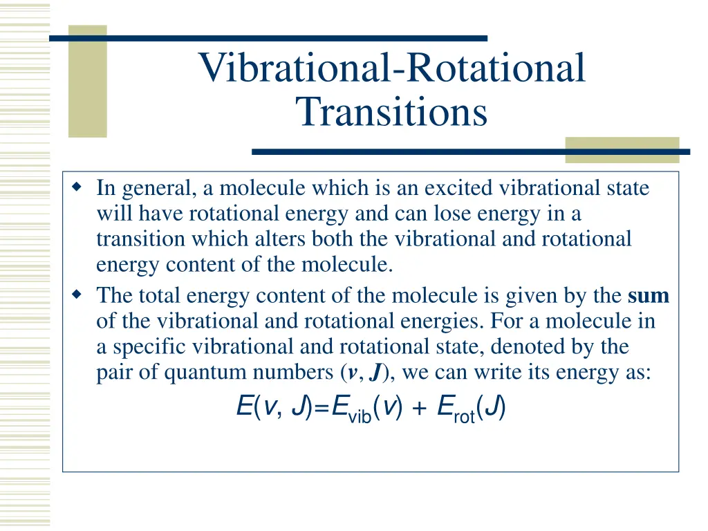 vibrational rotational transitions