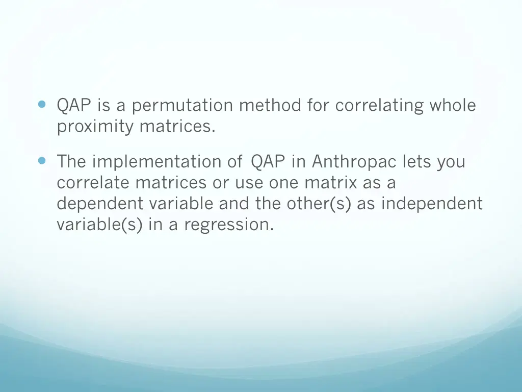 qap is a permutation method for correlating whole
