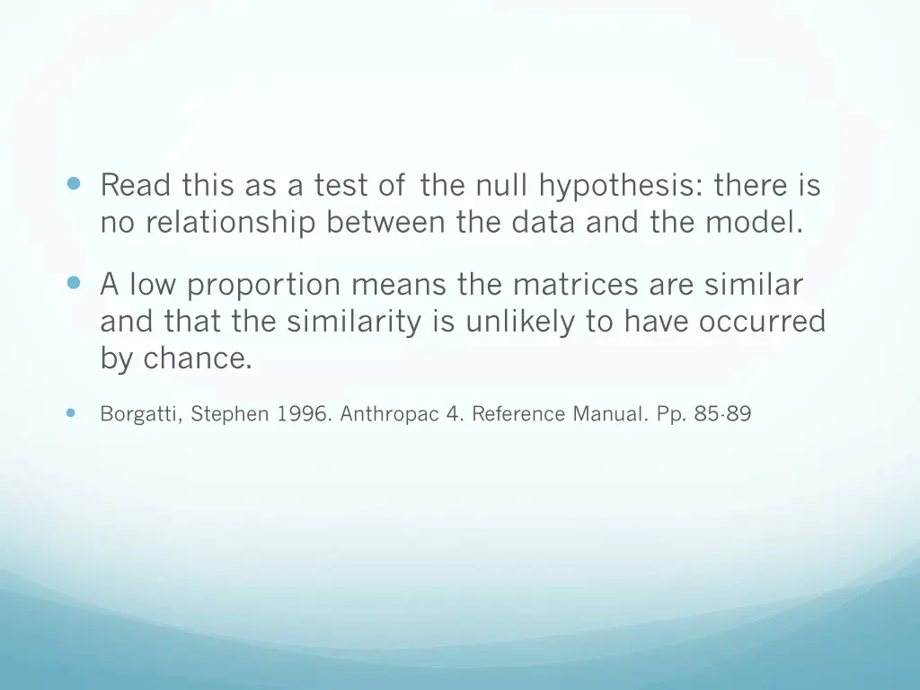 read this as a test of the null hypothesis there