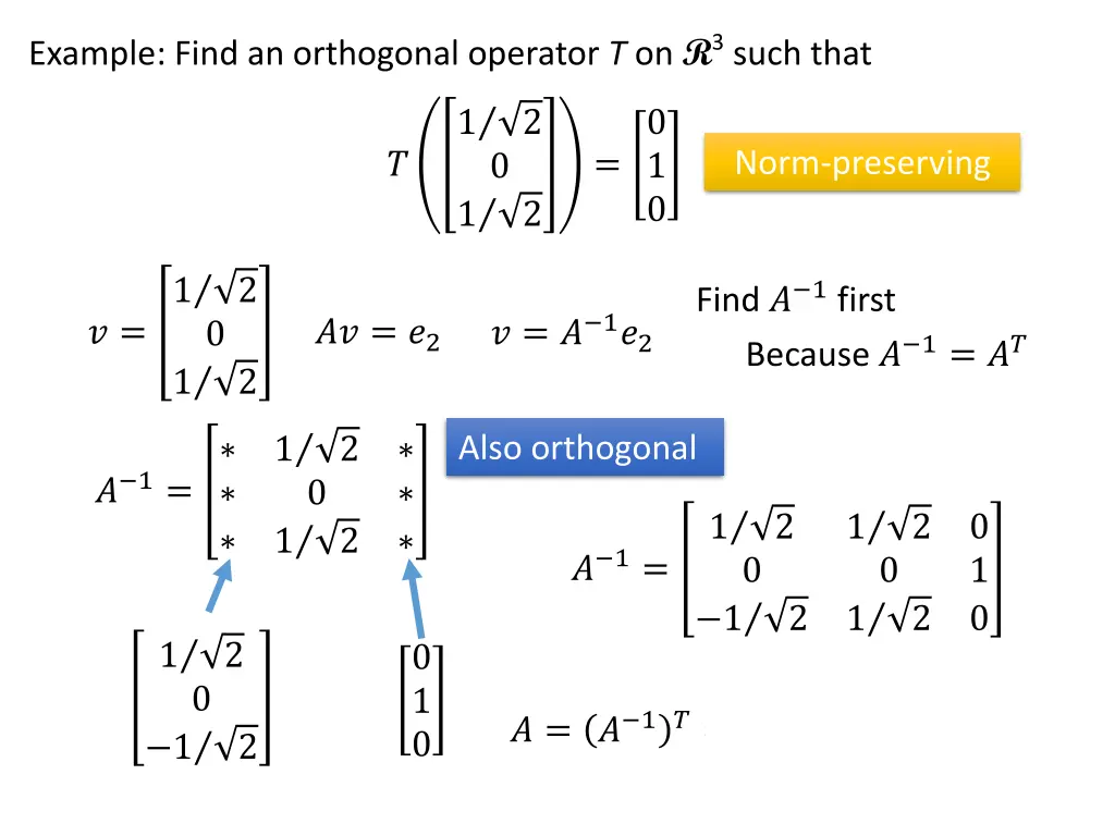 example find an orthogonal operator t on r 3 such