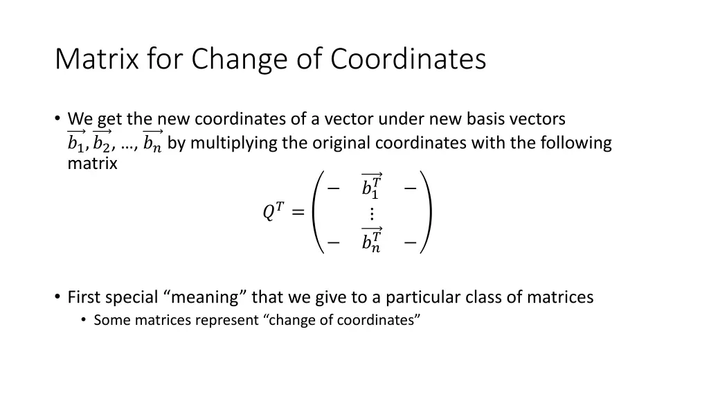 matrix for change of coordinates