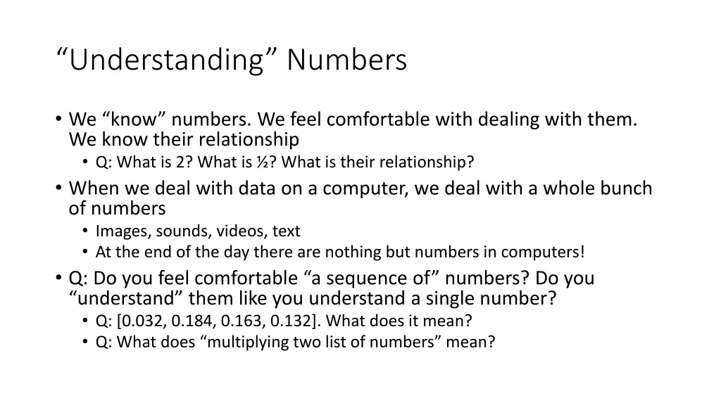 understanding numbers