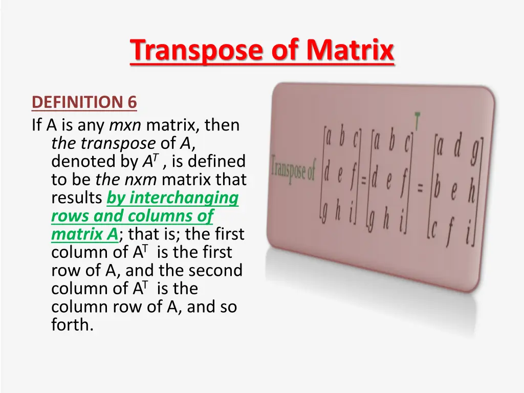 transpose of matrix