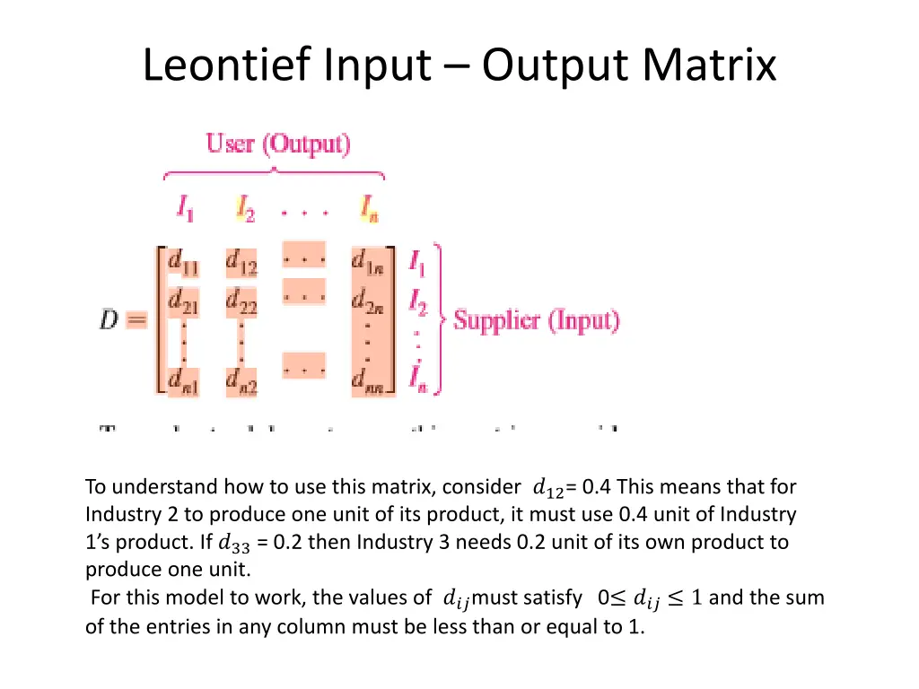 leontief input output matrix