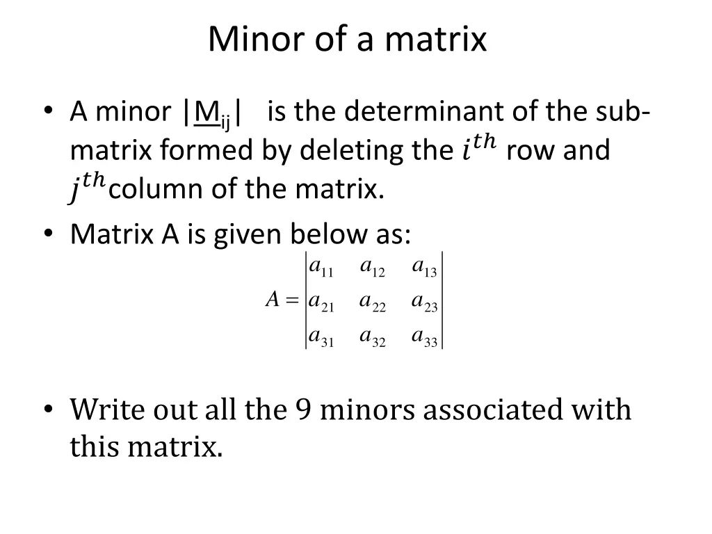 minor of a matrix