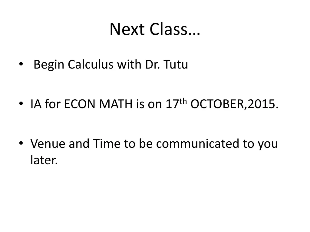next class