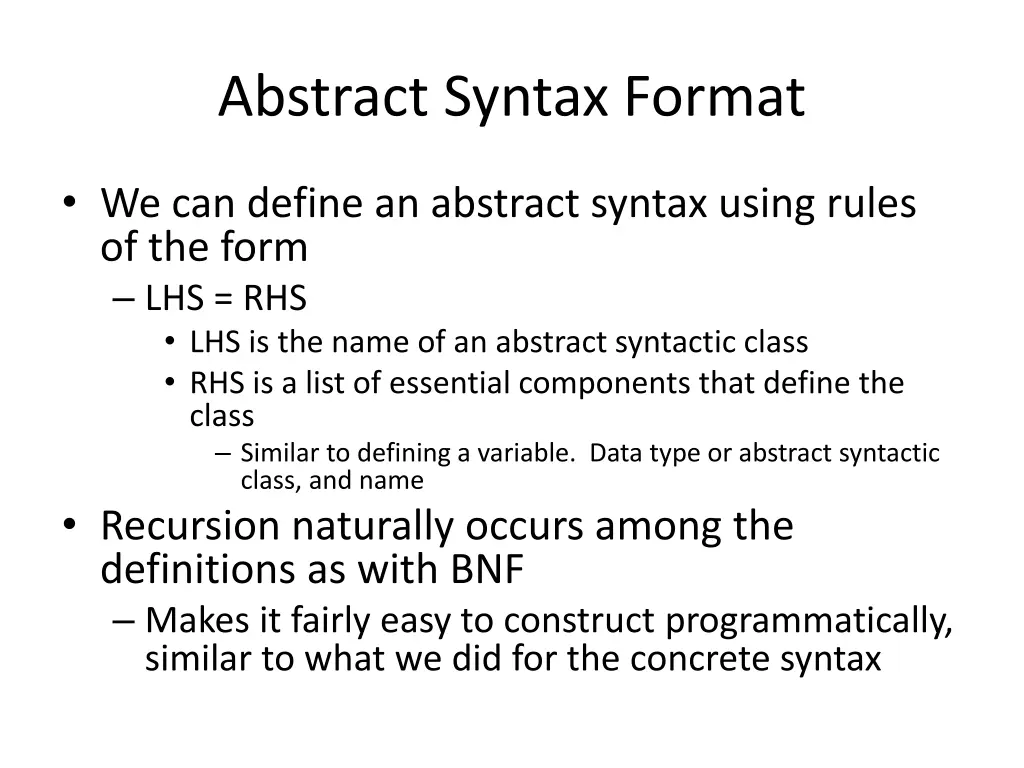 abstract syntax format
