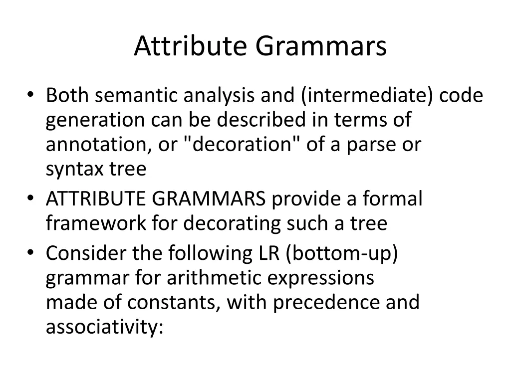 attribute grammars