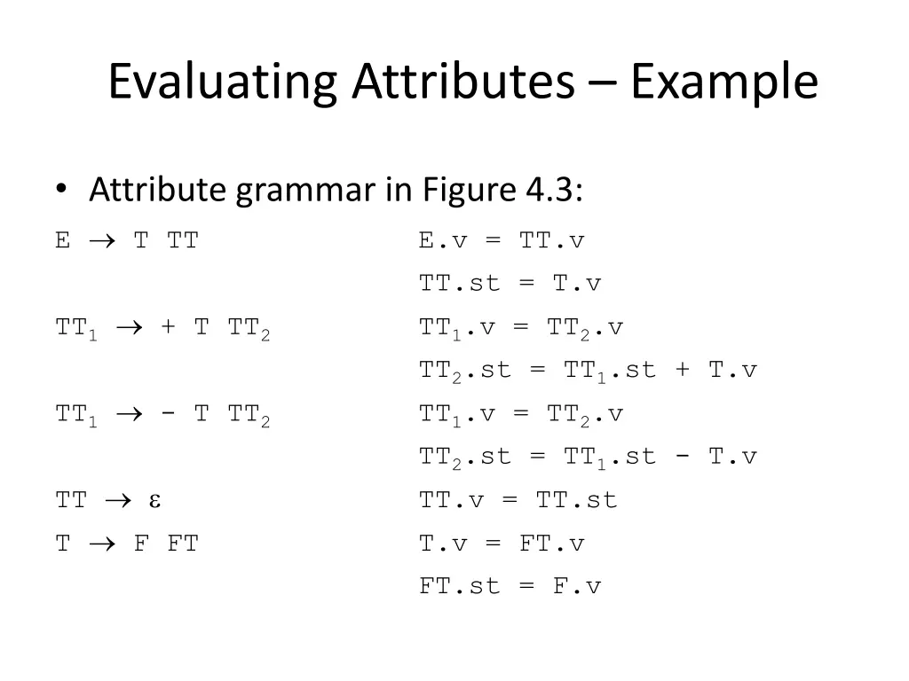 evaluating attributes example