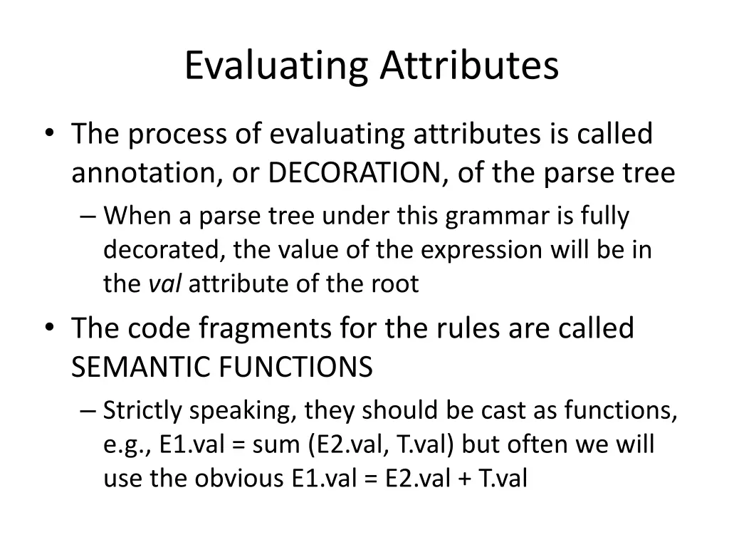 evaluating attributes