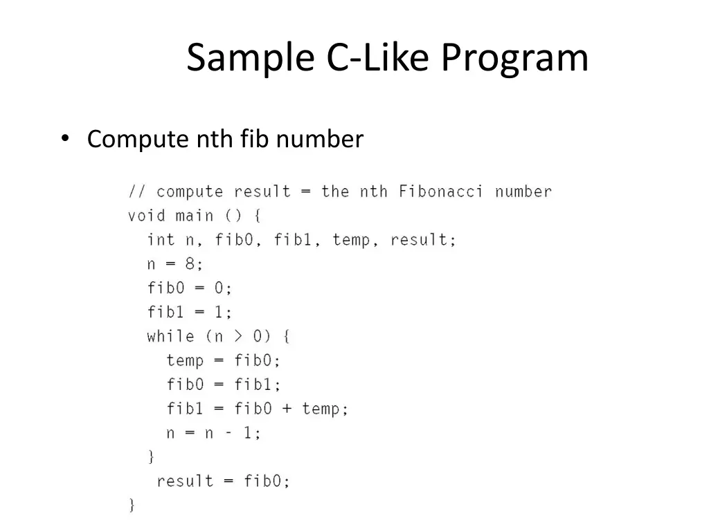 sample c like program