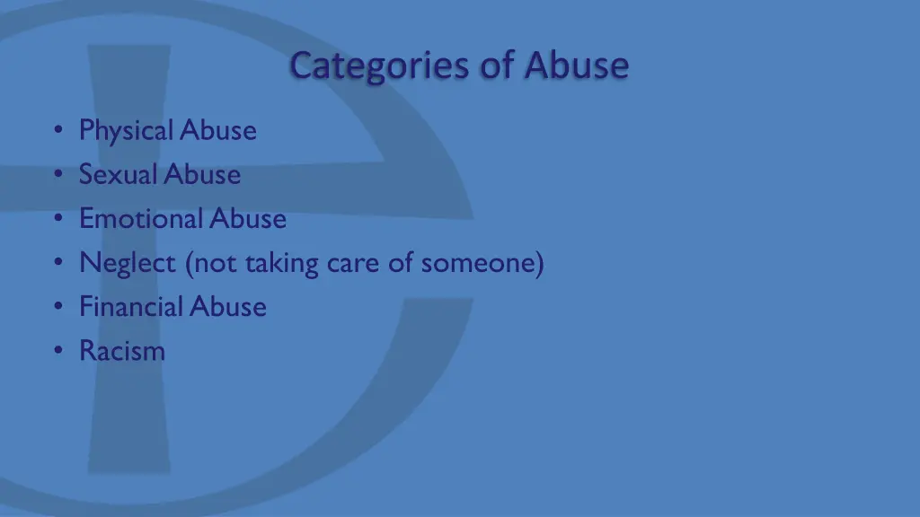 categories of abuse