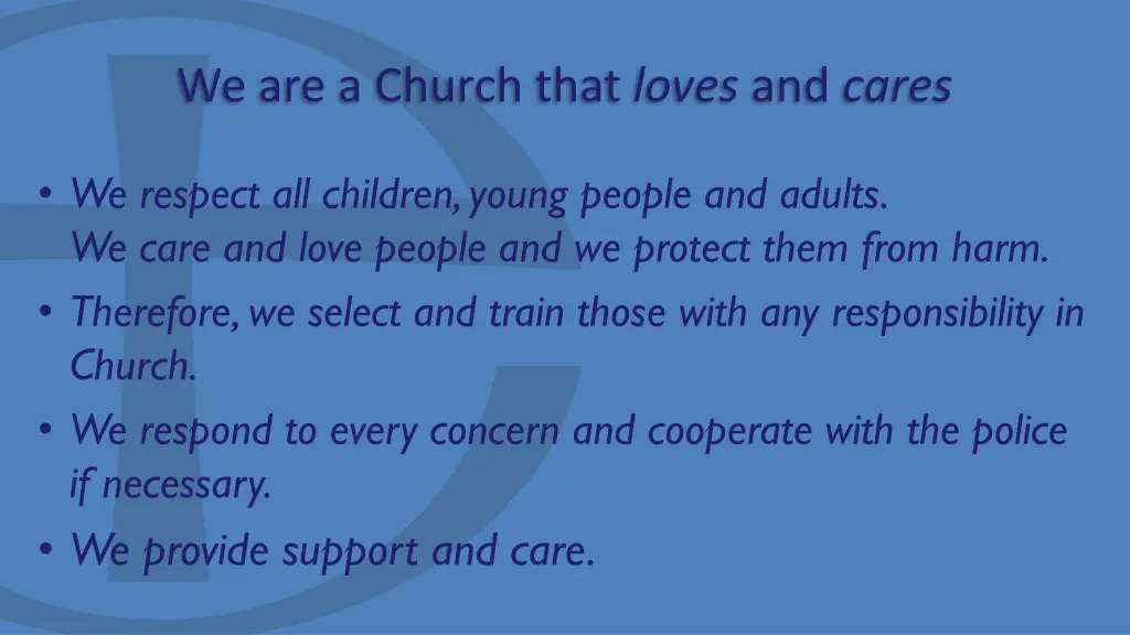 we are a church that loves and cares