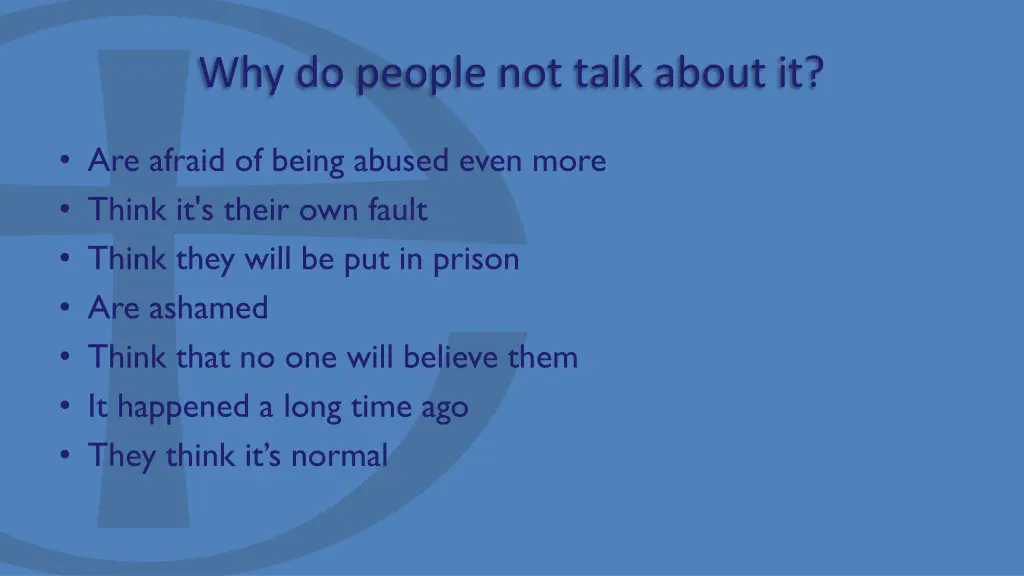 why do people not talk about it