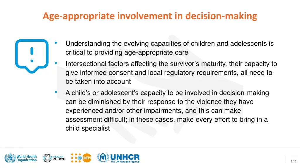 age appropriate involvement in decision making