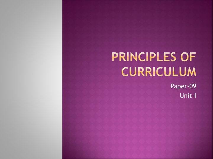 principles of curriculum