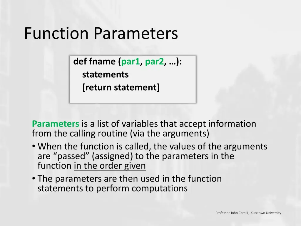 function parameters