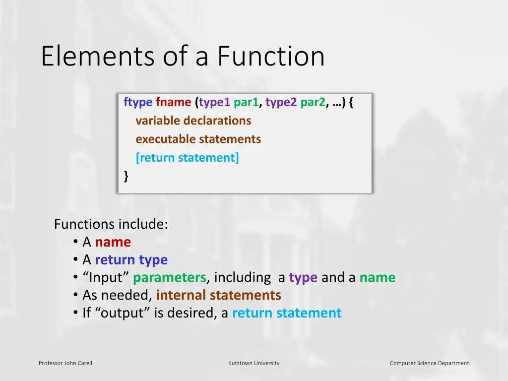 elements of a function