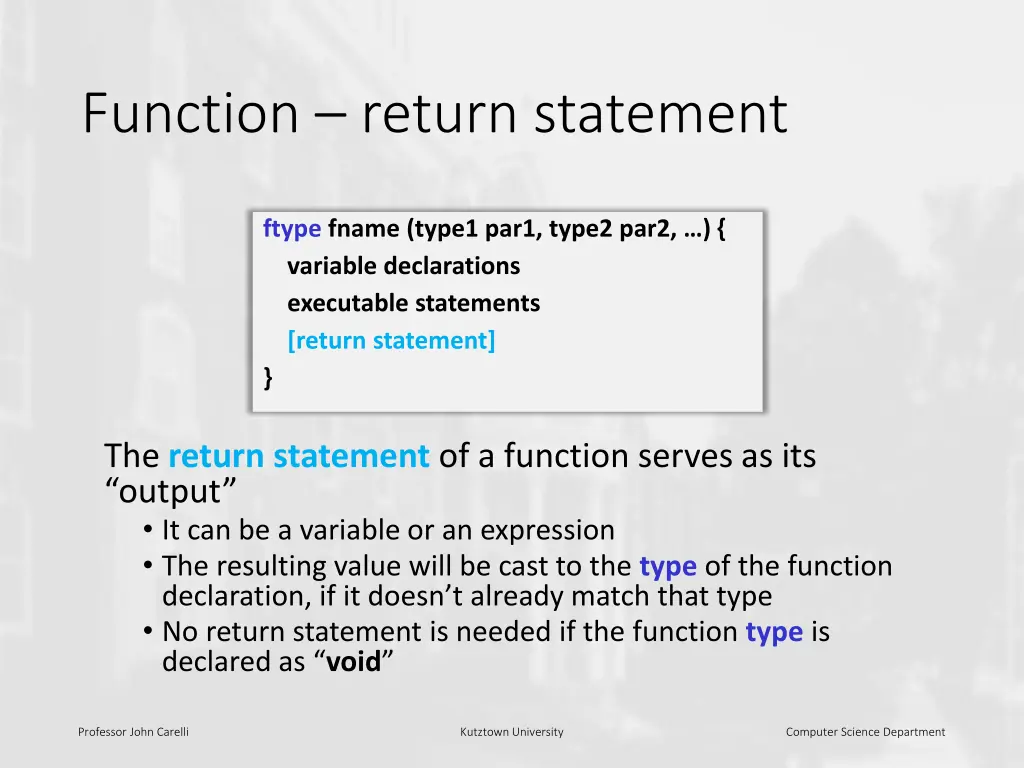 function return statement