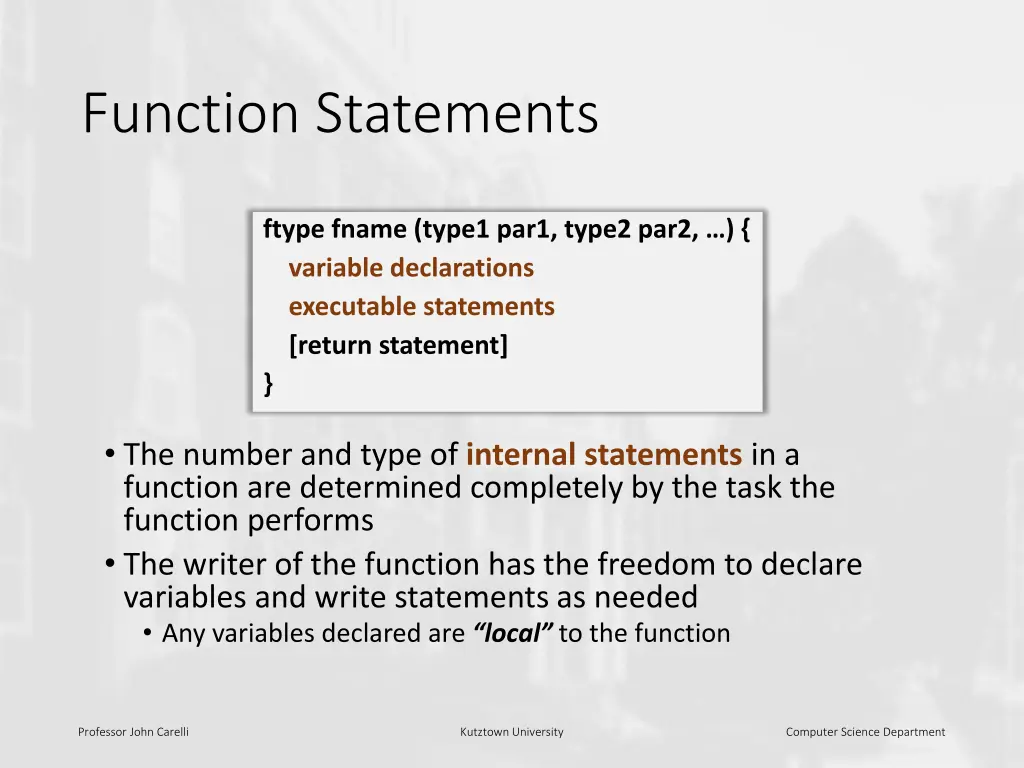function statements
