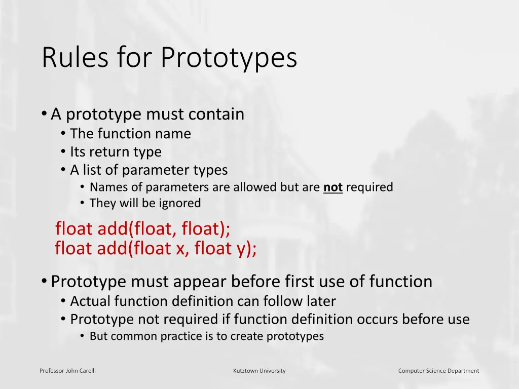 rules for prototypes