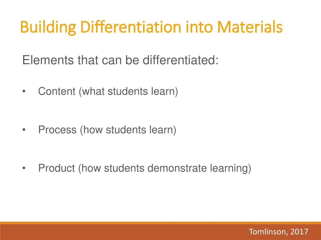 building differentiation into materials building