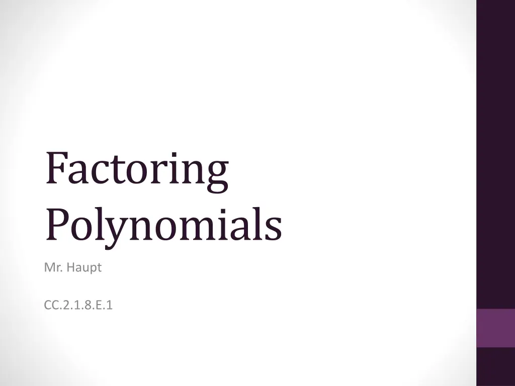 factoring polynomials