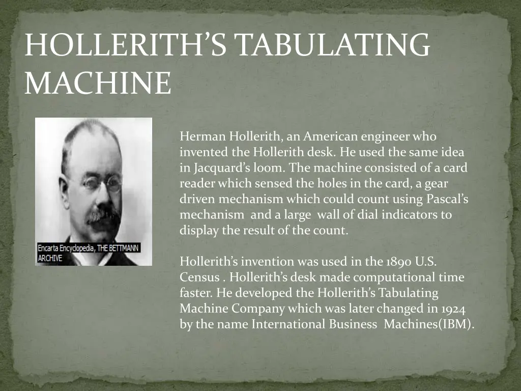 hollerith s tabulating machine