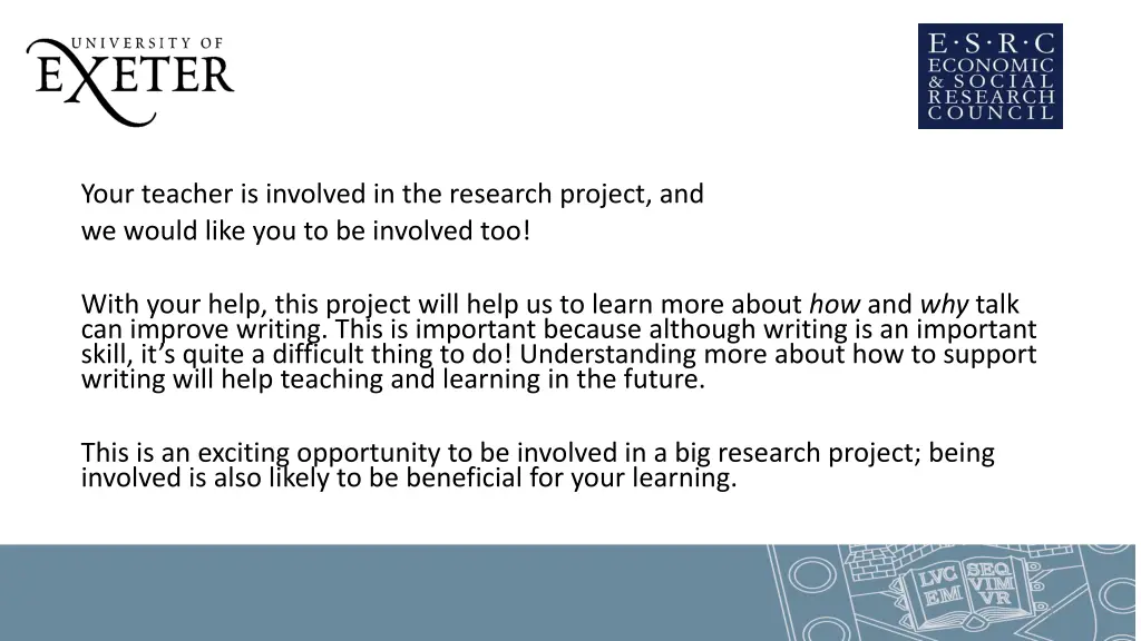 your teacher is involved in the research project